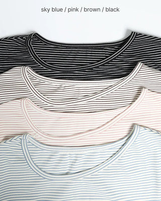 Striped off-shoulder T-shirt