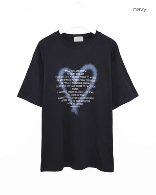 (Unisex) Heart Spray Lettering Half T-shirt