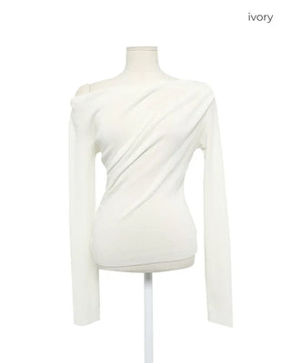 Drape off-shoulder knit
