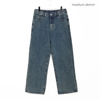 Buckle waist denim pants