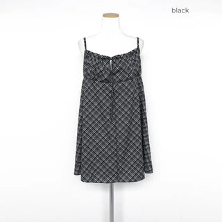 Checked camisole mini dress