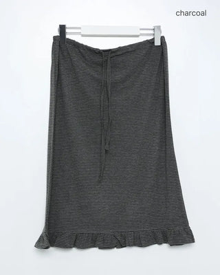 Frilled hem border midi skirt