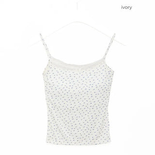 Ribbon flower camisole with built-in cups