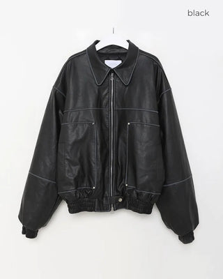 Classic leather short jacket