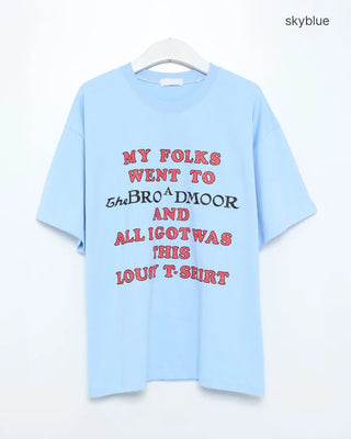 (Unisex) Two-tone lettering half-sleeve T-shirt
