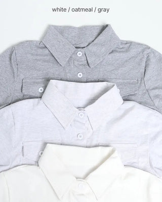 Flap pocket cropped short-sleeved shirt