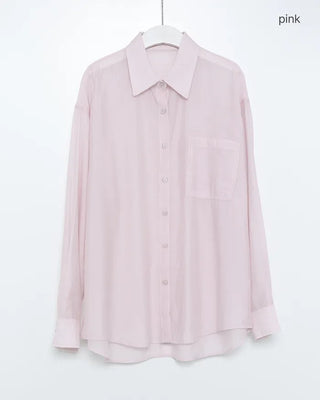 Loose-fitting pocket point sheer shirt