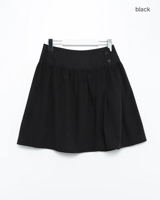 Waist button shirring button midi skirt