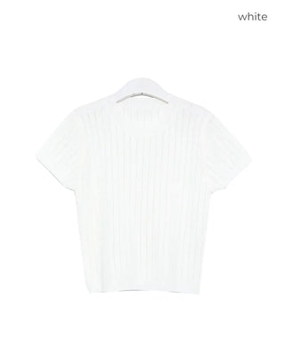 Perforated short-sleeved knit