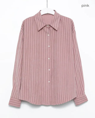 Drop-shoulder double pinstripe shirt