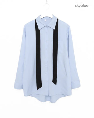 Tie-set loose-fit shirt blouse