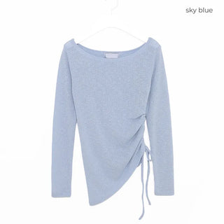 Side-shirred T-shirt