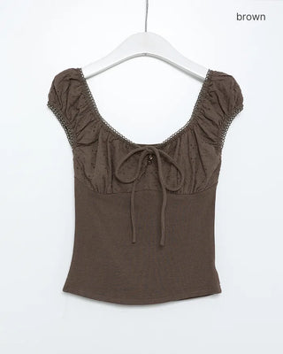 Shirred Ribbon Point T-Shirt
