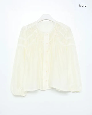 Scalloped lace detail blouse