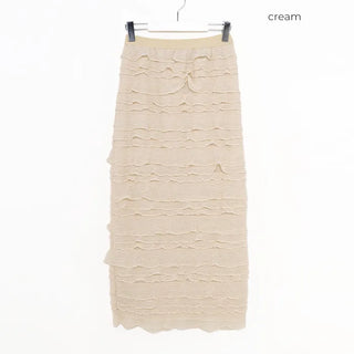 Frilled tiered long skirt