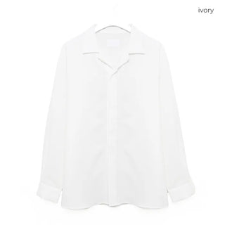 Hidden button open collar shirt