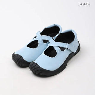 Round cross strap loafers