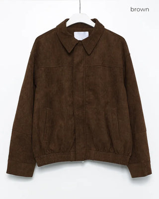 Suede Yoke Line Point Zip-Up Blouson