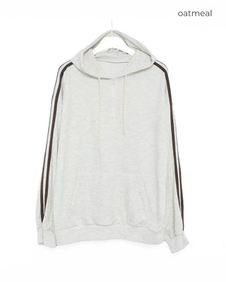 Half-zip line sleeve oversized hoodie