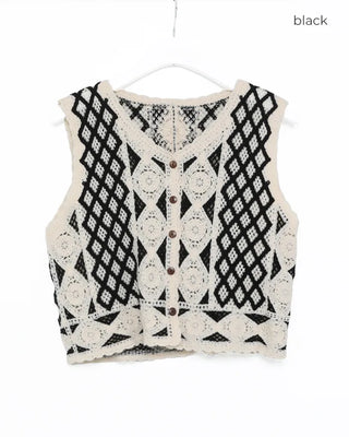 Diamond Pattern Crochet Knit Vest