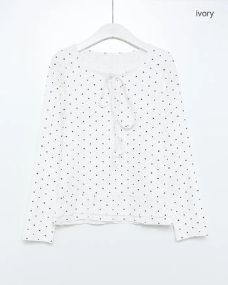 Frilled polka dot T-shirt
