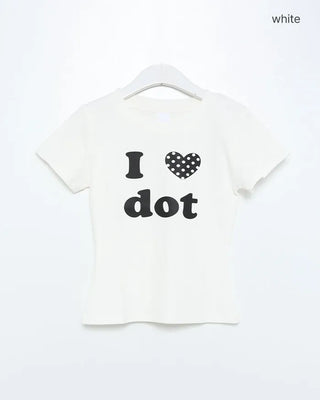 LOVE Dot Semi-Crop Short-Sleeve T-Shirt