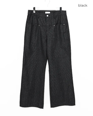 Low-pocket striped denim pants