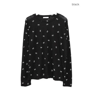 Ribbon Pattern Sheer T-Shirt