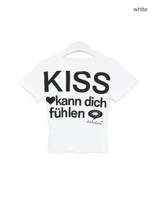 kiss lettering short-sleeved T-shirt