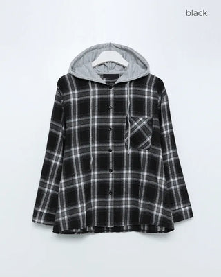 Hooded checkered shirt