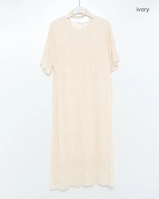 Round Shirring Long Dress