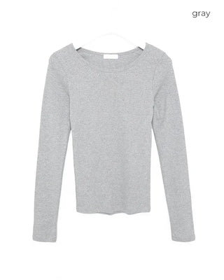 Bateau Neck Basic Long T-Shirt