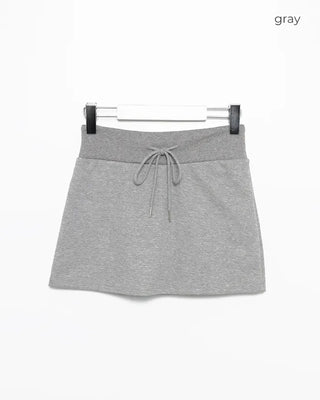 Wide-waisted ribbed sweatshirt mini skirt