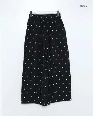 Linen Dot Wide Easy Pants