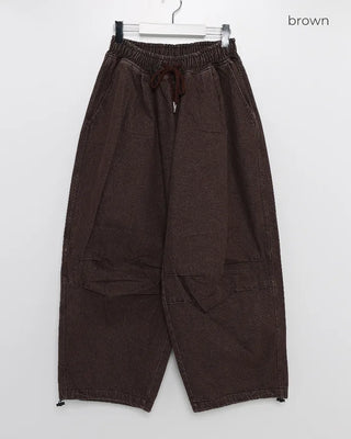 Parachute denim elastic waist pants