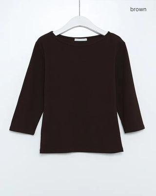 Oblong neck cropped sleeve T-shirt