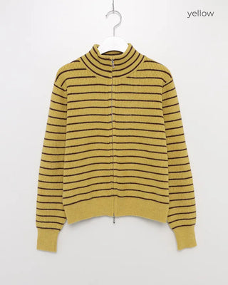 Striped knit zip-up