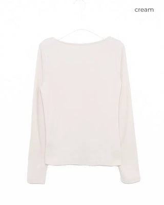 Slashed Neck Long T-Shirt