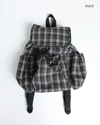 Multi-pocket check backpack
