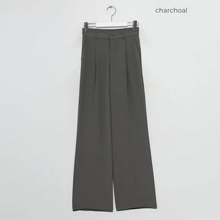 Pleated straight-leg slacks