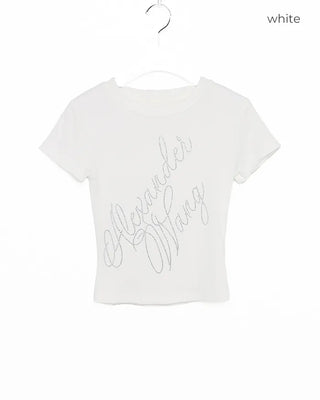 Cubic Lettering Slim Crop T-Shirt