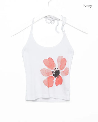 Flower Paint Halter Neck Camisole