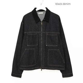 (Unisex) Two-tone Zip Denim Jacket