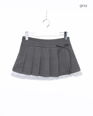 Ribbon pleated mini skirt