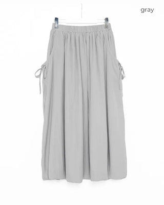 Drawstring pocket volume flared skirt