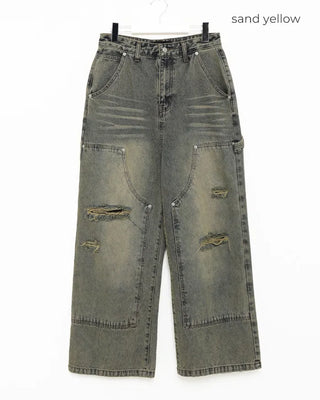(Unisex) Vintage Wash Denim Pants