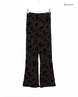 Flower Pattern Slim Fit Knit Bootcut Pants