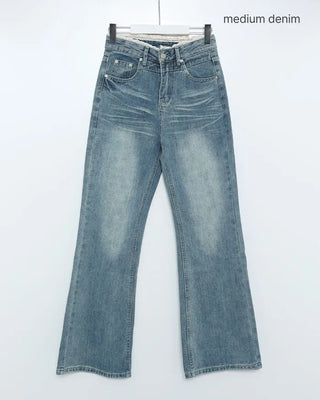Lace-up bootcut denim pants