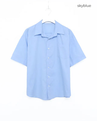 (Unisex) Oversized One-Pocket Collar Half Shirt