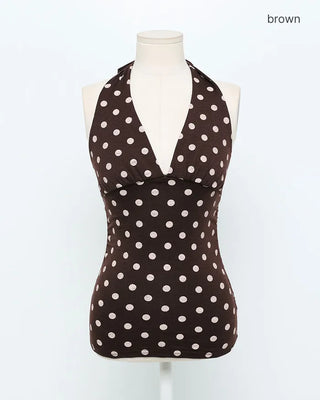 Polka Dot Halter Neck Sleeveless